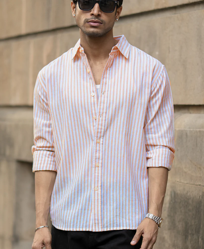 Mustard Lightweight Stripe Shirt - Image 3