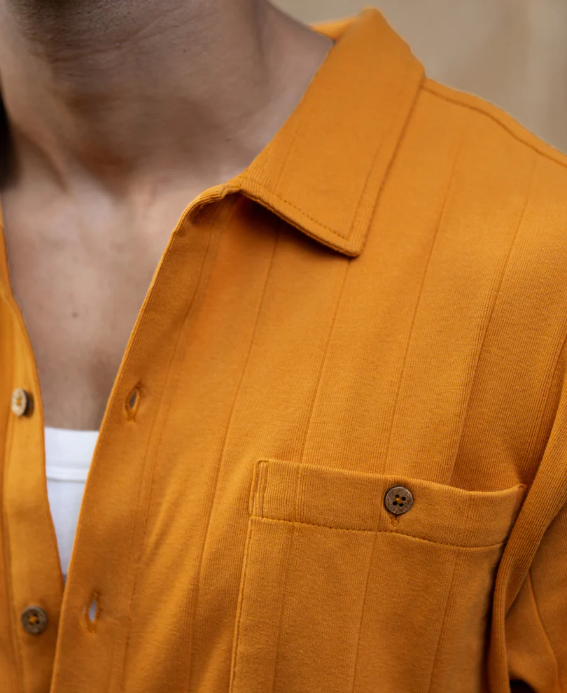 Mustard Structure Knit Shirt - Image 5