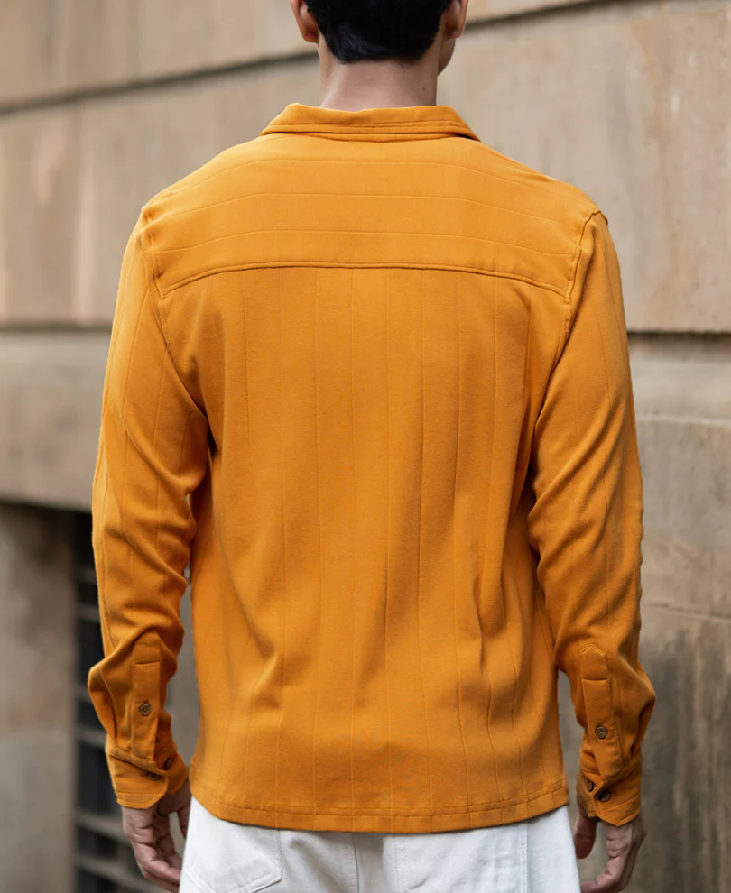 Mustard Structure Knit Shirt - Image 6