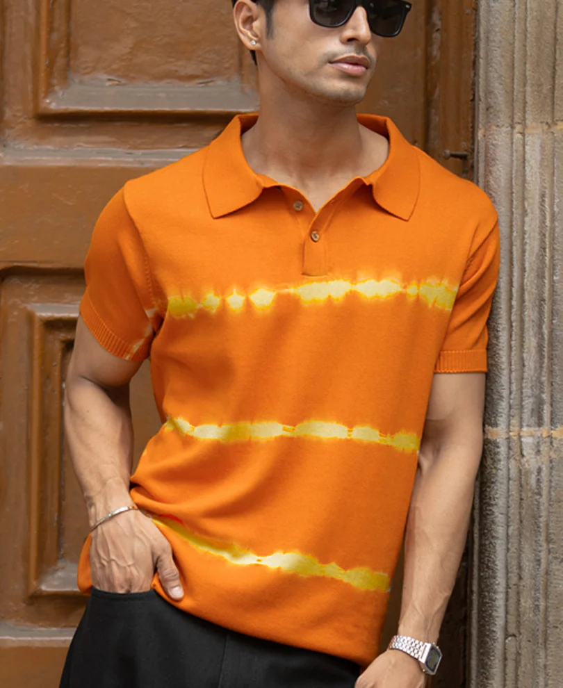 Mustard Tie-Dye Knitted T-Shirt - Image 2