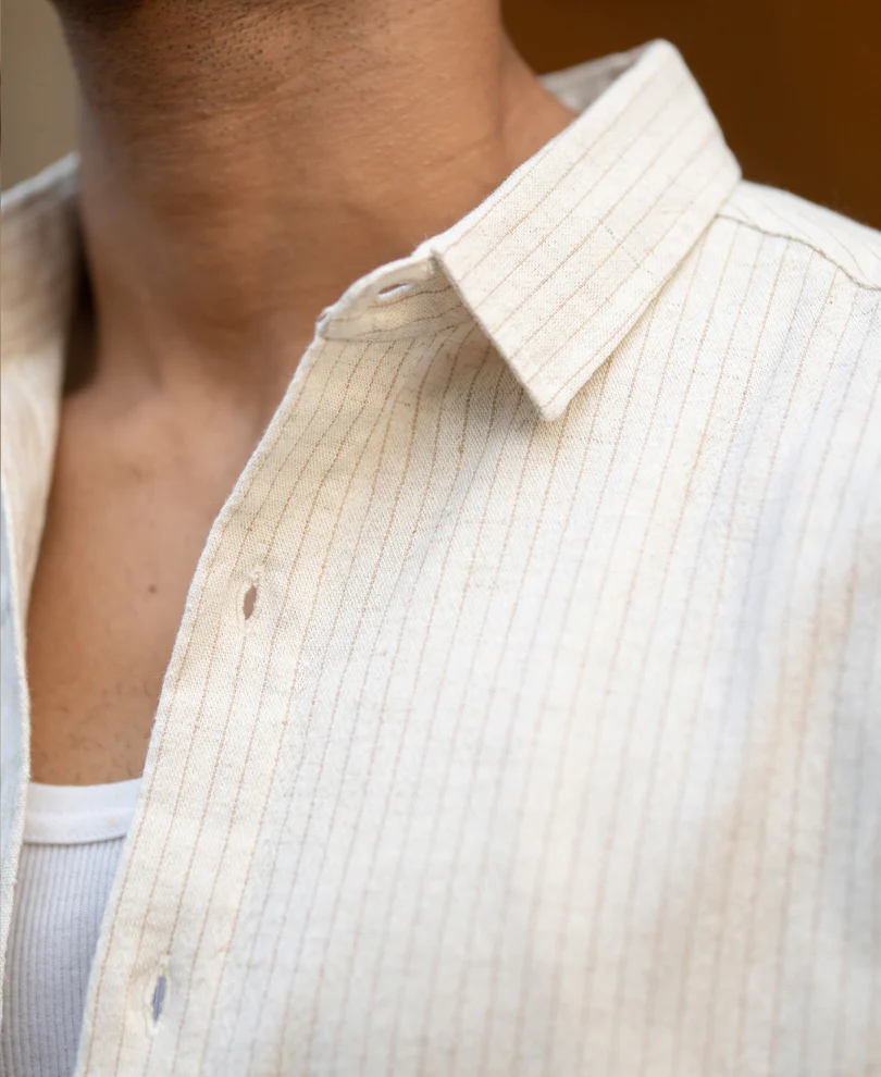 Natural & Beige Pin Stripe Shirt - Image 5