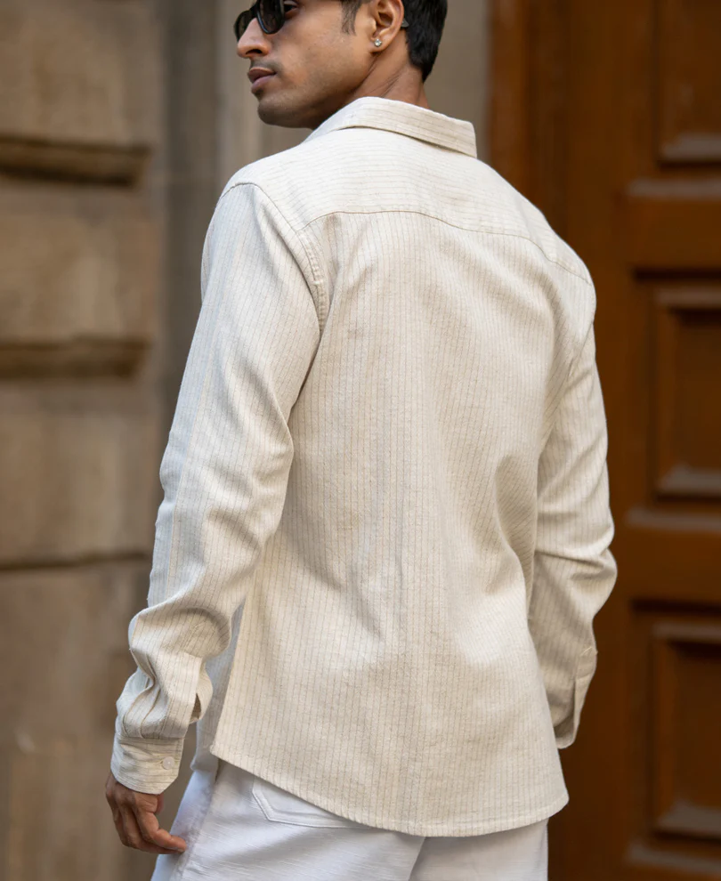 Natural & Beige Pin Stripe Shirt - Image 6