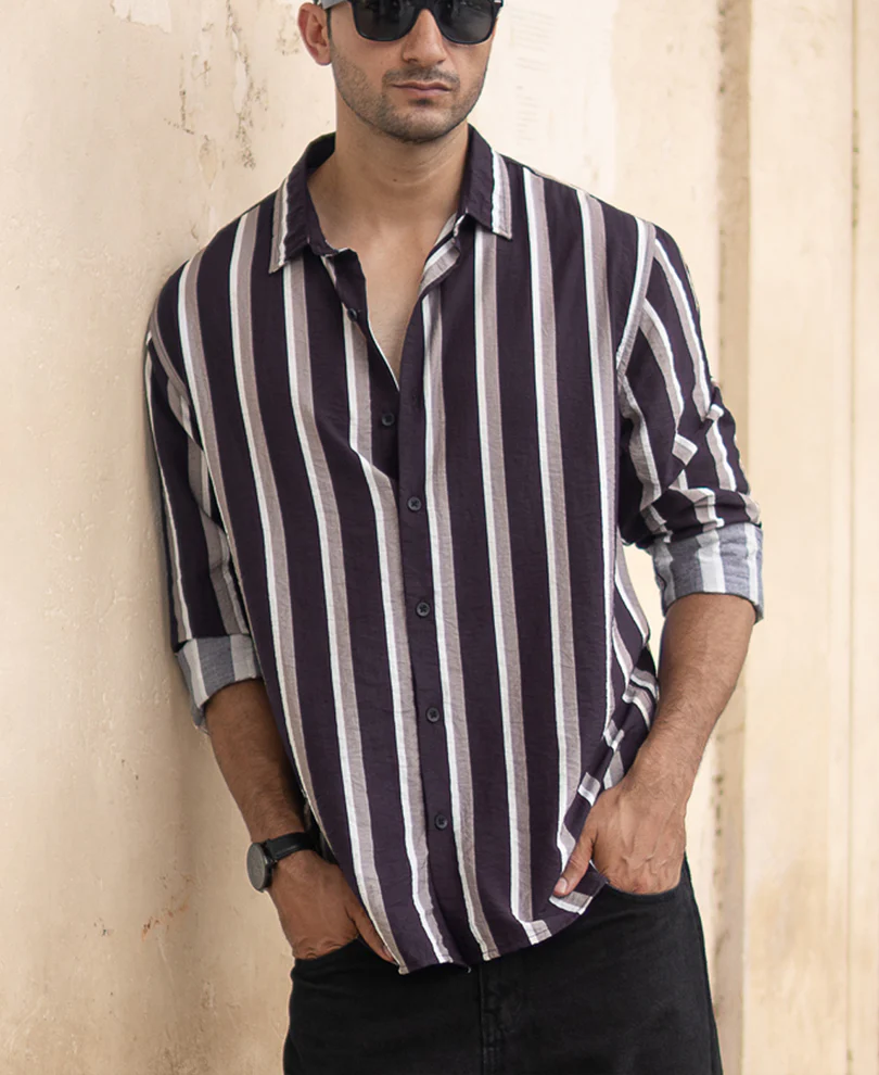 Navy And Grey Stripe Shirt