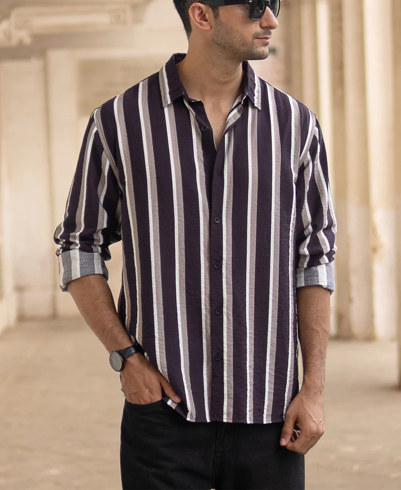 Navy And Grey Stripe Shirt - Image 2