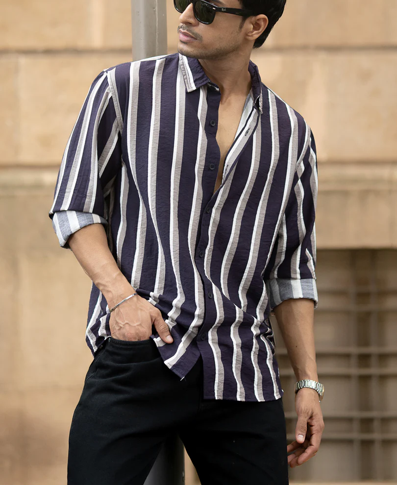 Navy And Grey Stripe Shirt - Image 6