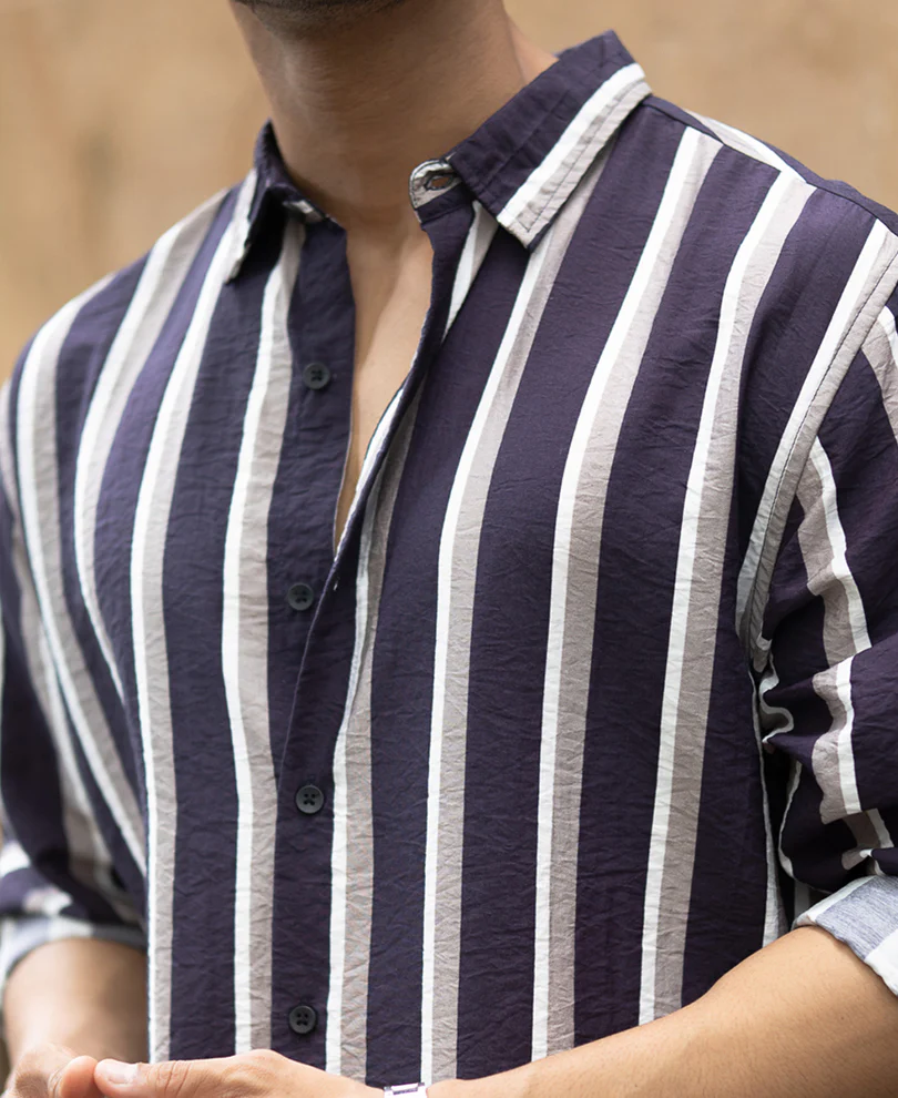 Navy And Grey Stripe Shirt - Image 9