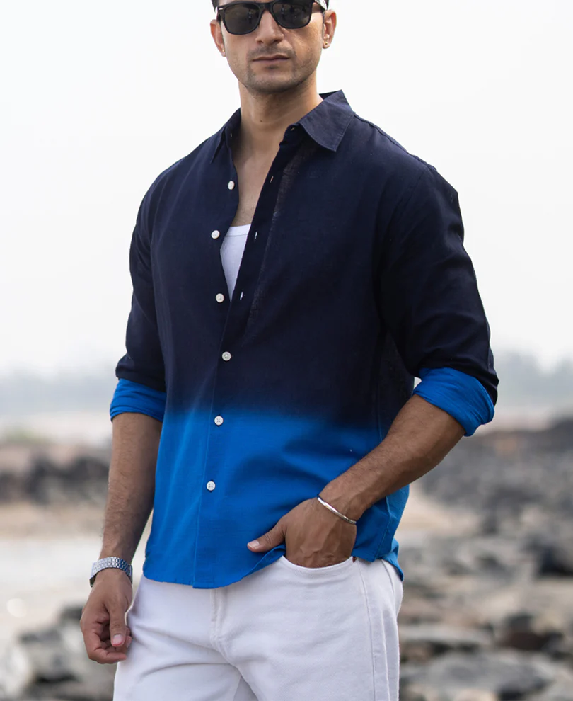 Navy And Royal Ombre Shirt