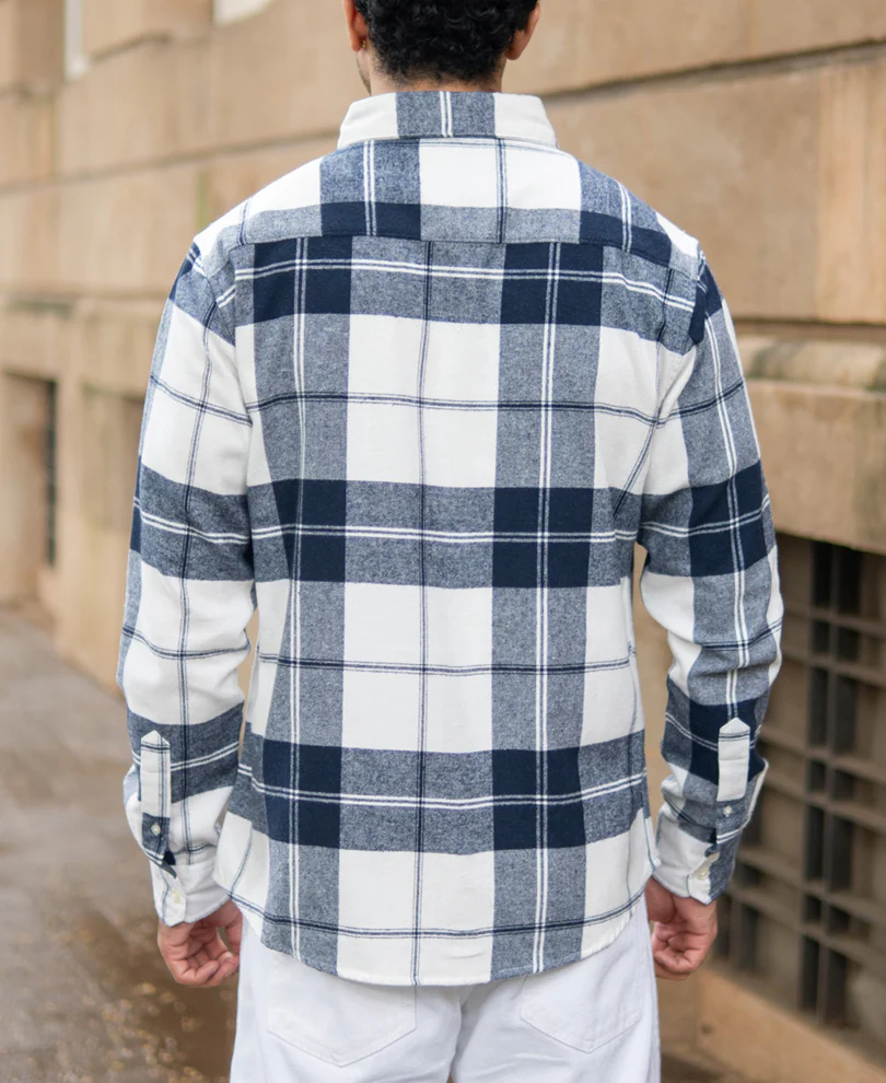 Navy And White Macro Checks Shirt - Image 5