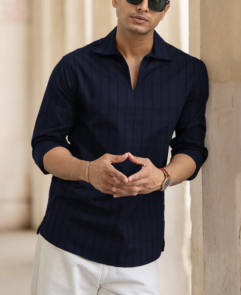 Navy Blue Full Sleeves Shirt - Image 2
