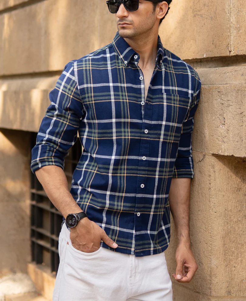 Navy Checks Shirt - Image 2
