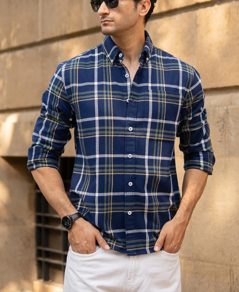 Navy Checks Shirt - Image 3