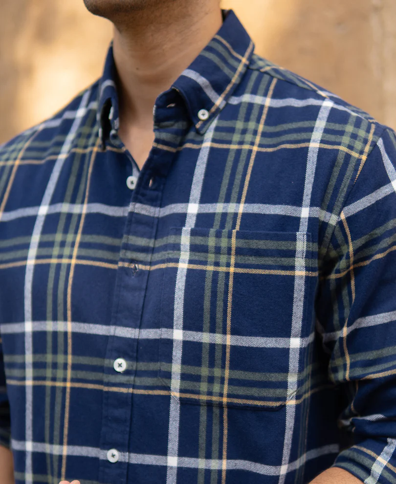 Navy Checks Shirt - Image 4