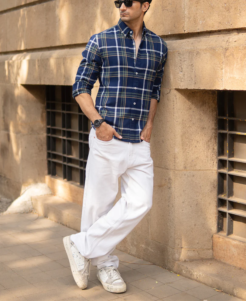Navy Checks Shirt - Image 6