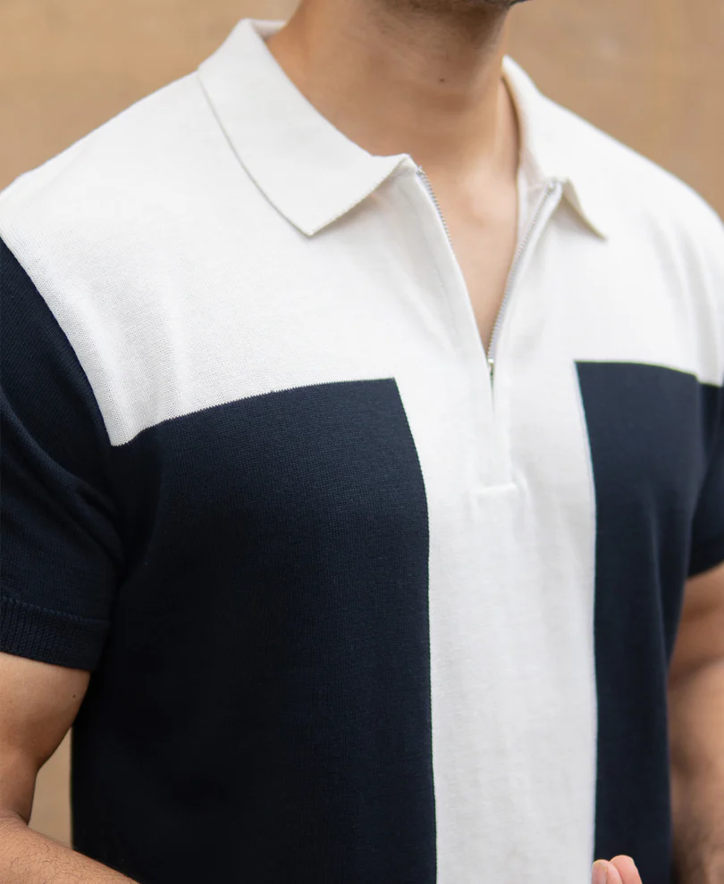 Navy Colour Block T-Shirt - Image 2