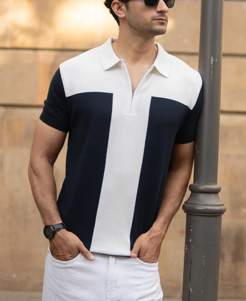 Navy Colour Block T-Shirt - Image 6