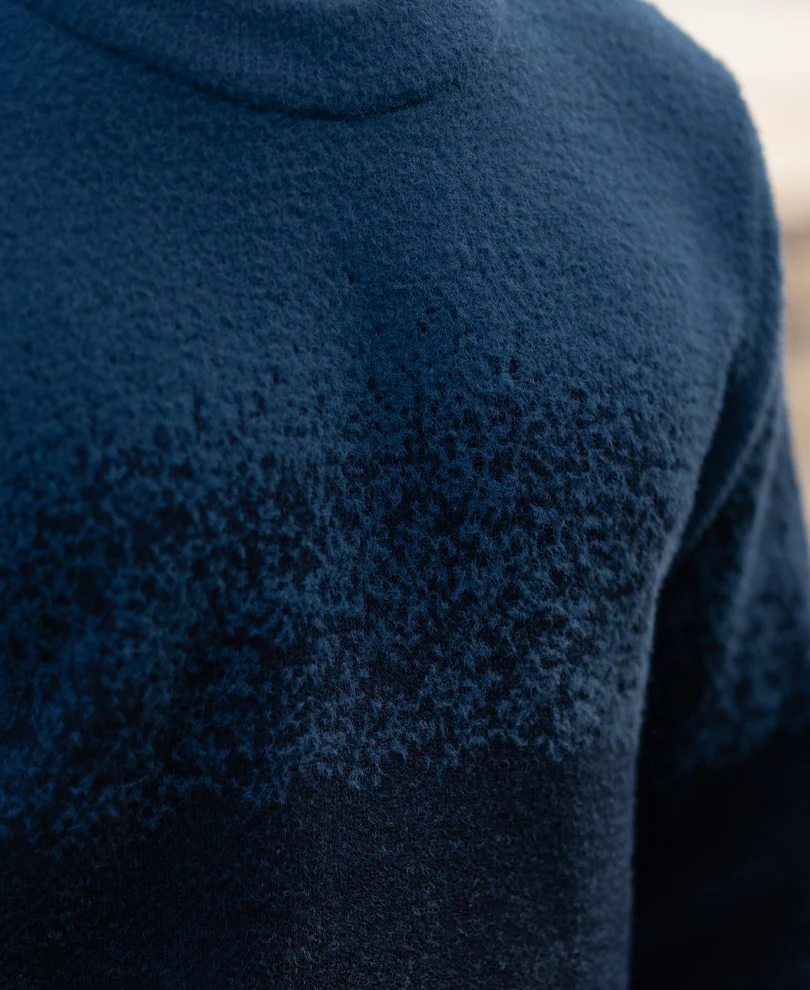 Navy Ombre Jacquard Knit Sweater - Image 3
