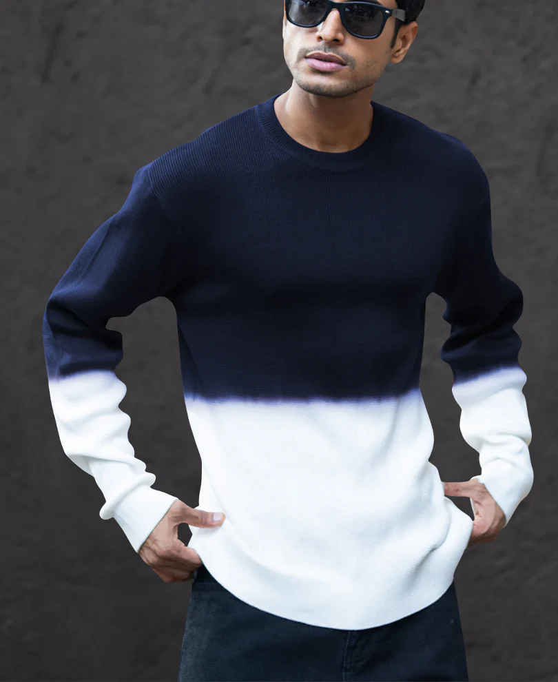 Navy Ombre Knit T-Shirt - Image 2