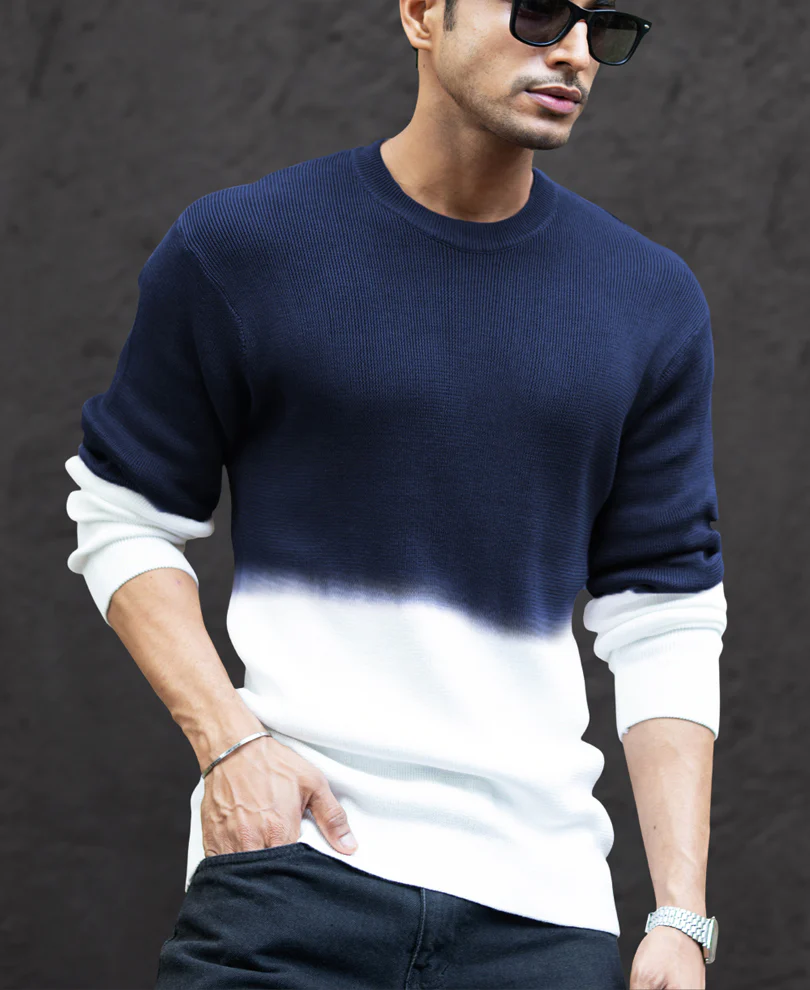 Navy Ombre Knit T-Shirt - Image 3