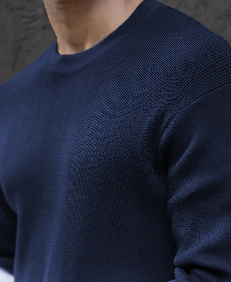 Navy Ombre Knit T-Shirt - Image 4