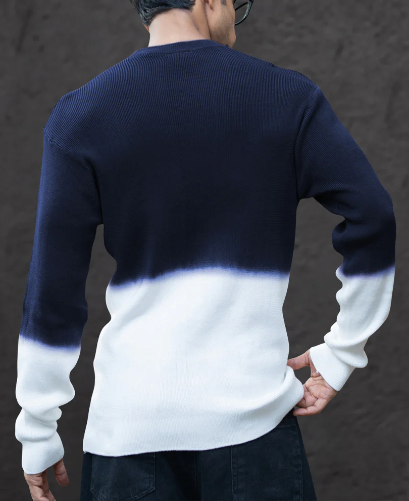 Navy Ombre Knit T-Shirt - Image 5