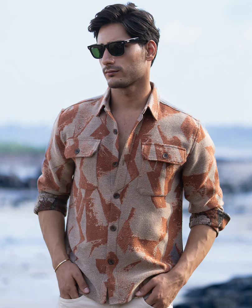 Ochre Jacquard Overshirt - Image 3