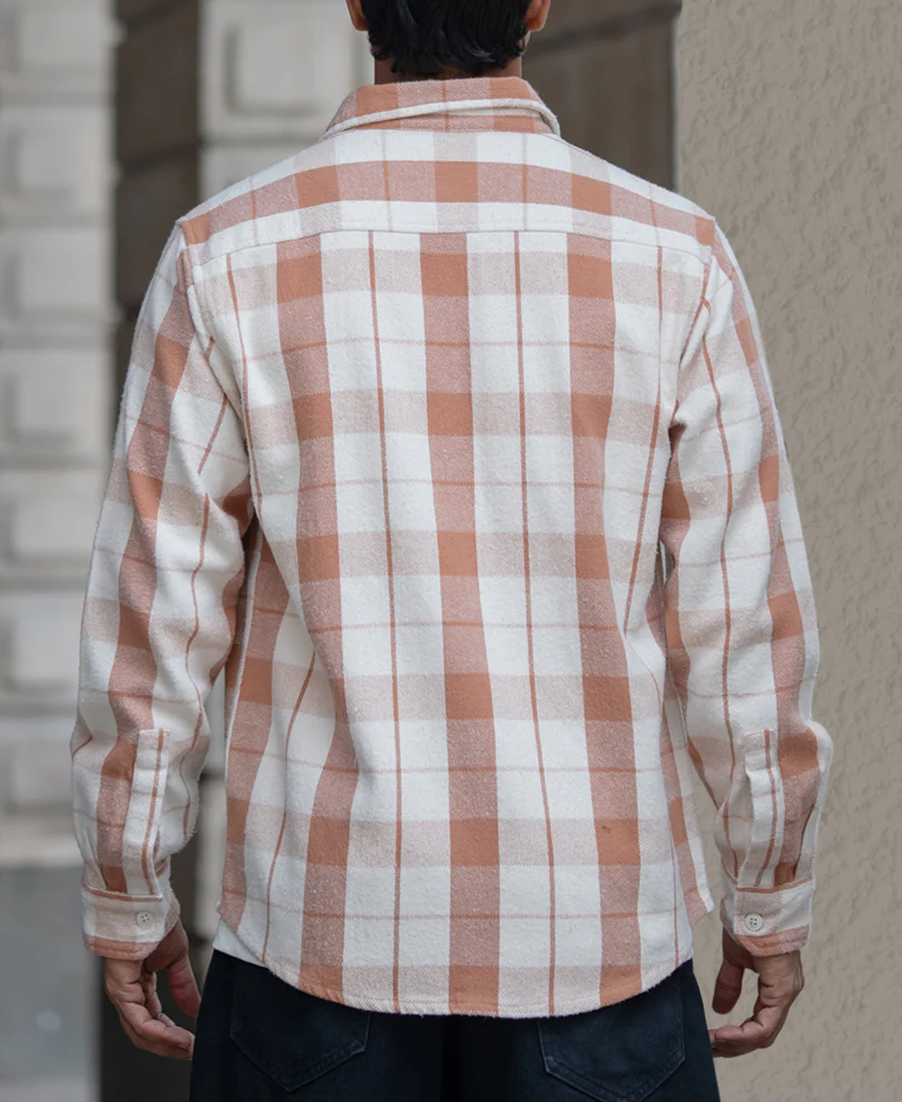Off-White And Brown Checks Regular Fit Full Sleeves Shirt - Image 4