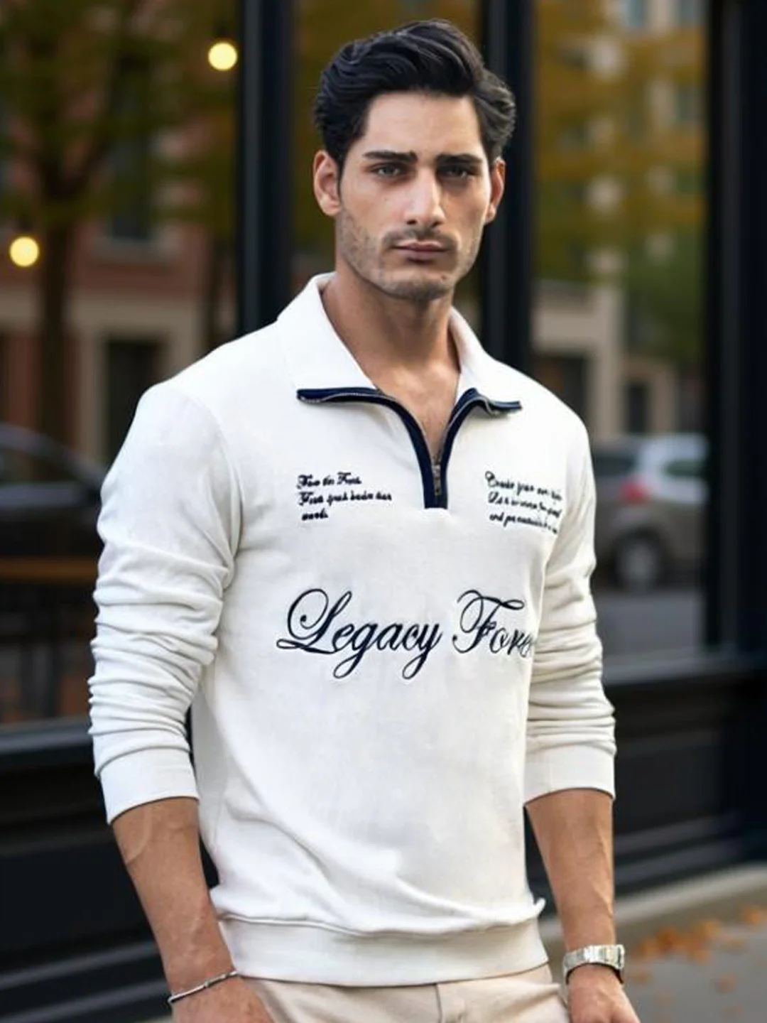 Off-White Contrast Embroidery Sweatshirt - Image 2
