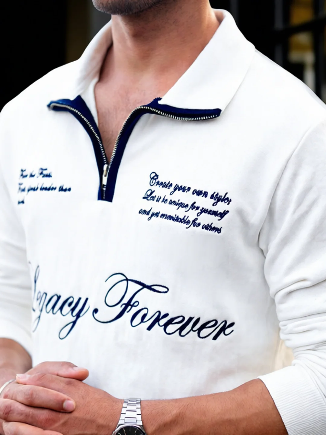 Off-White Contrast Embroidery Sweatshirt - Image 5
