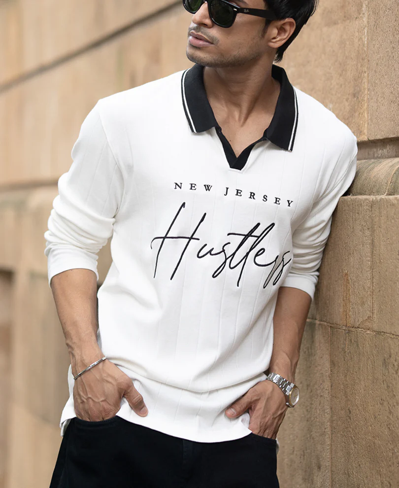 Off-White Embroidered Hustler Knit T-Shirt - Image 2