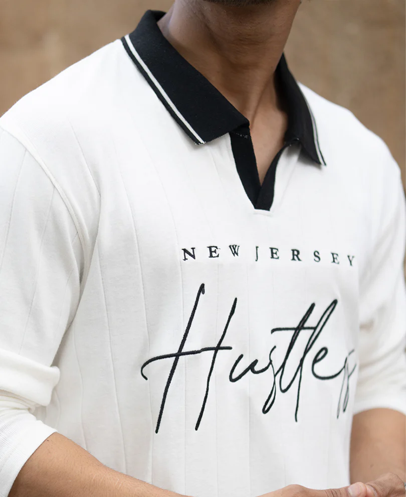 Off-White Embroidered Hustler Knit T-Shirt - Image 4