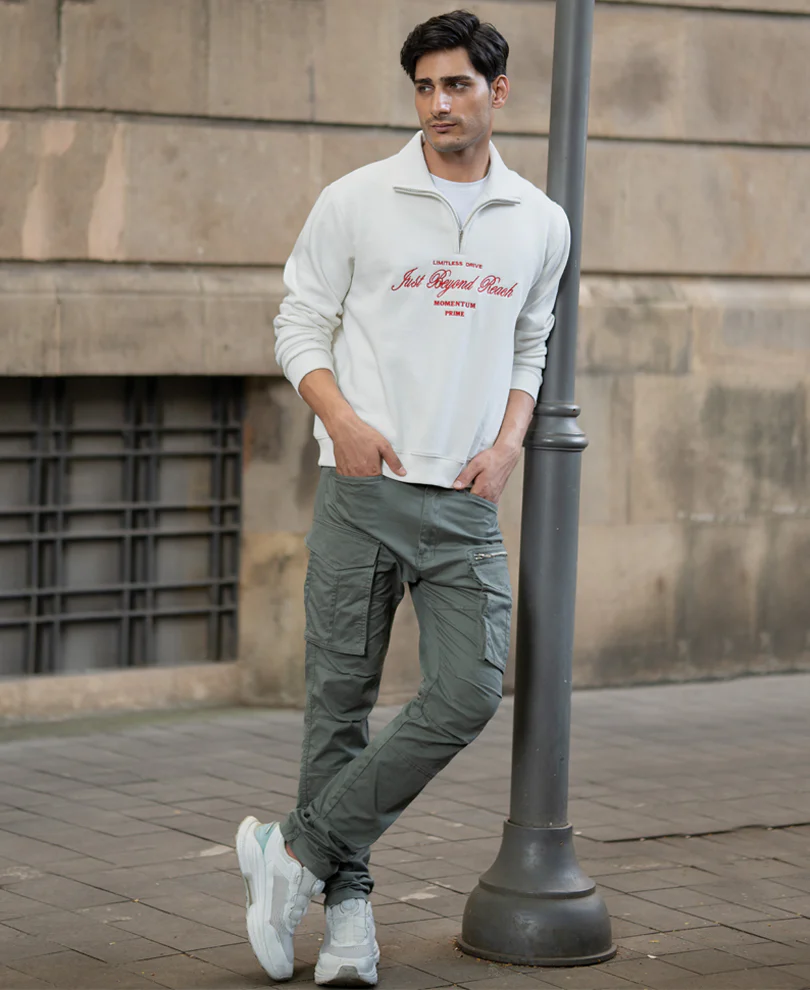 Off White Embroidered Fleece Sweatshirt - Image 7