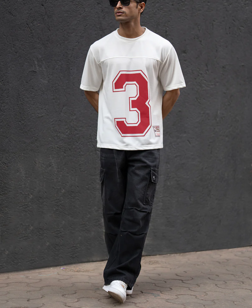Off White Printed Jersey T-Shirt - Image 6