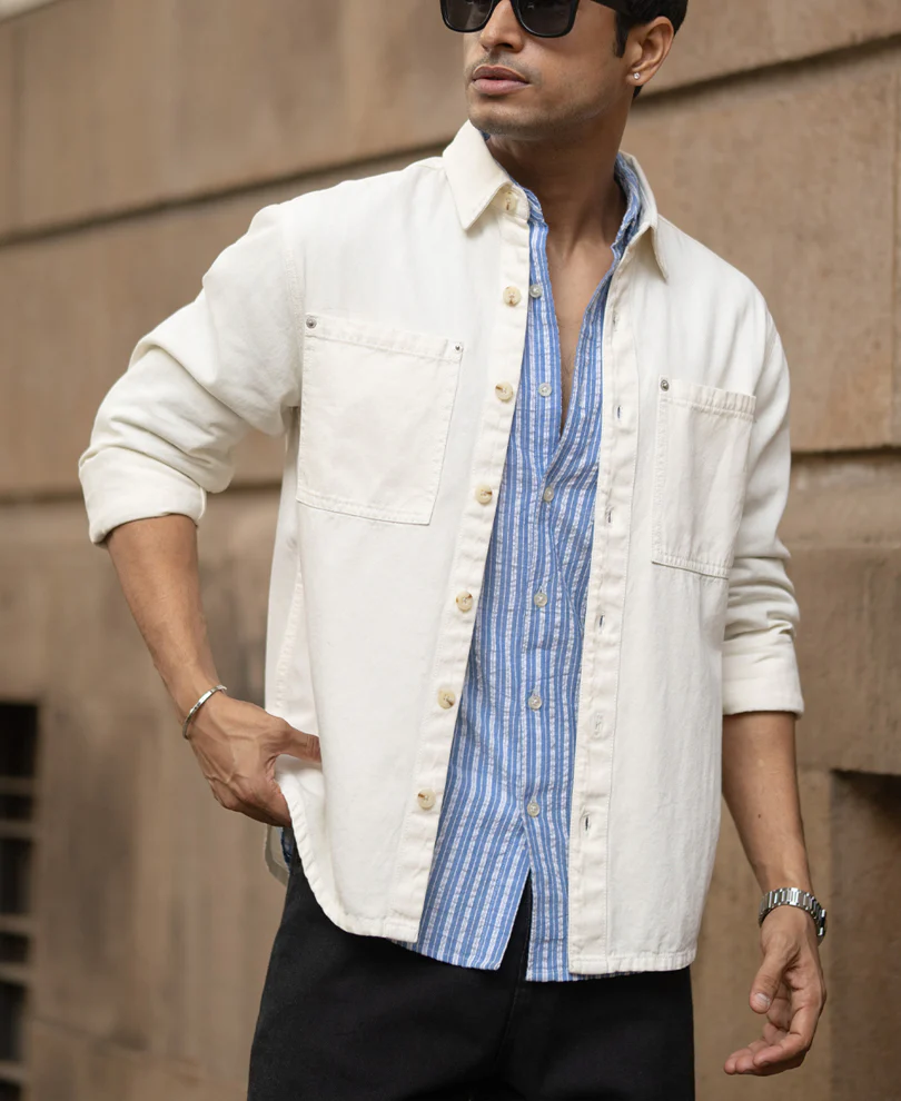 Off-White Structured Shirt With Pockets - Image 4