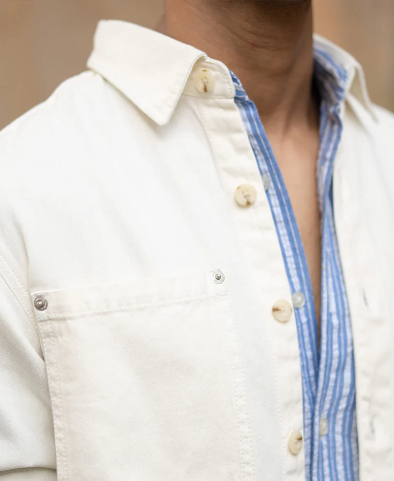 Off-White Structured Shirt With Pockets - Image 5