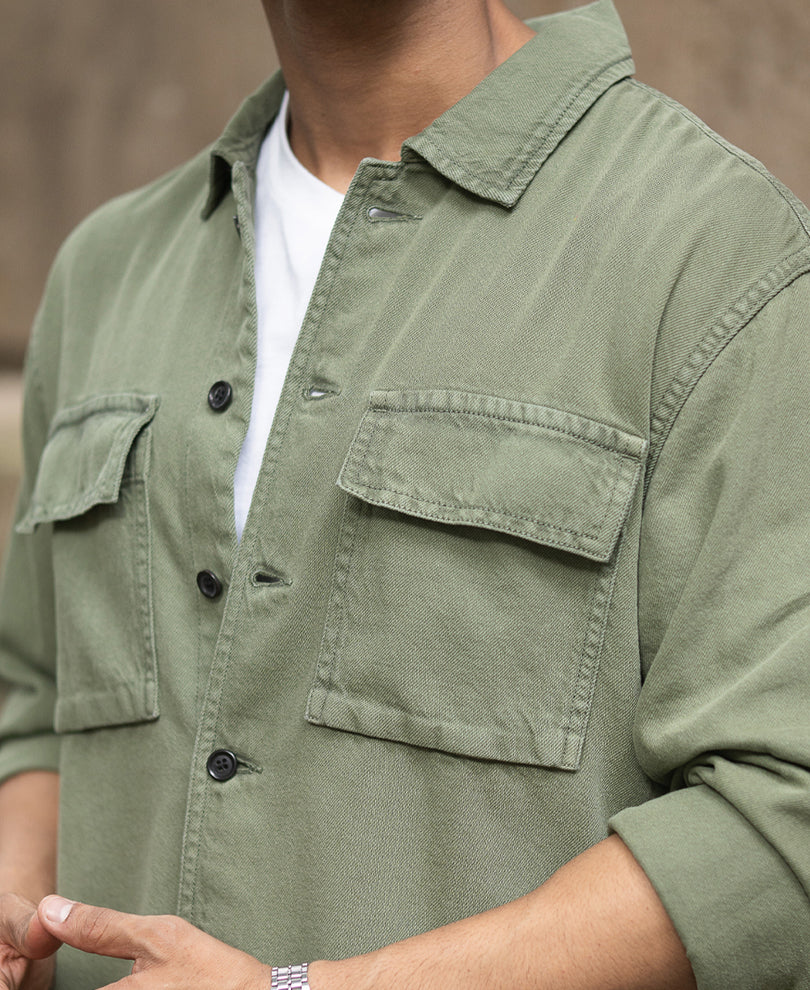 Olive Denim Overshirt - Image 4