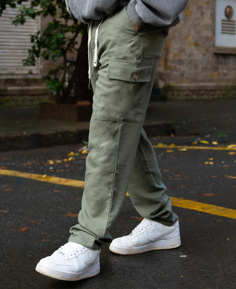 Olive Structured Linen Blend Trouser