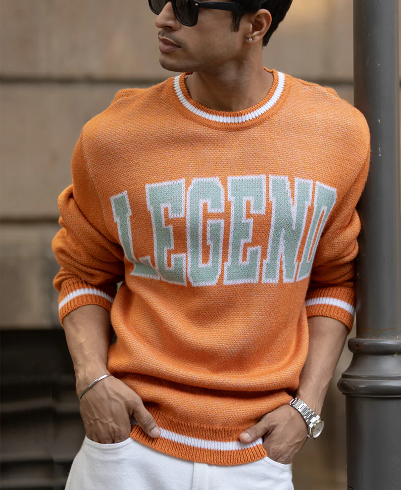 Orange Jacquard Sweater - Image 2