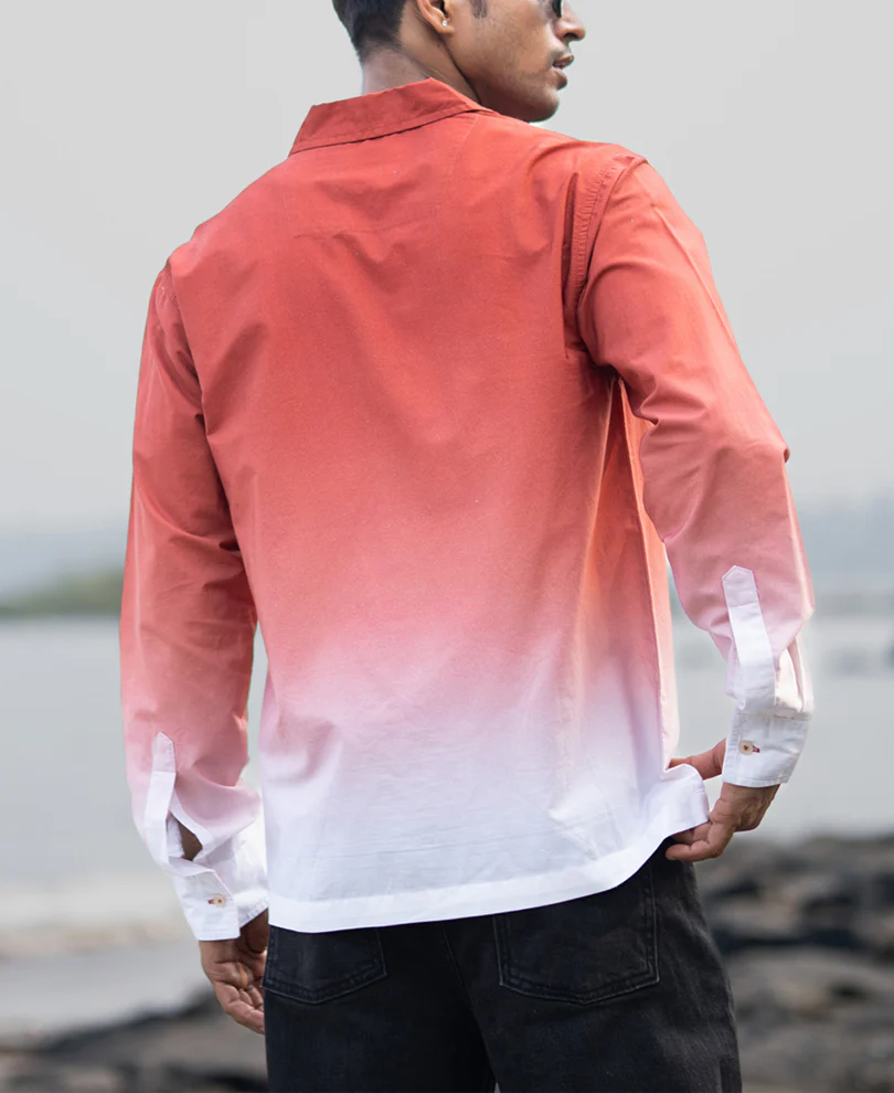 Orange Rust Ombre Pocket Shirt - Image 6