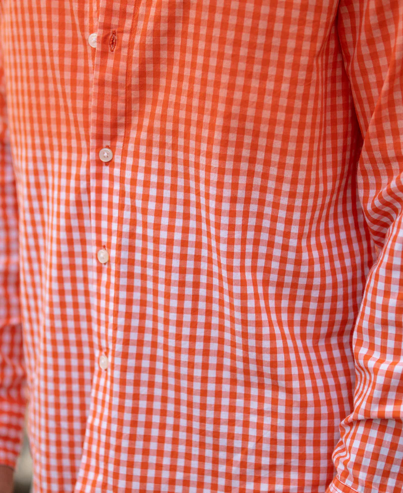 Orange Spray Checks Shirt - Image 5