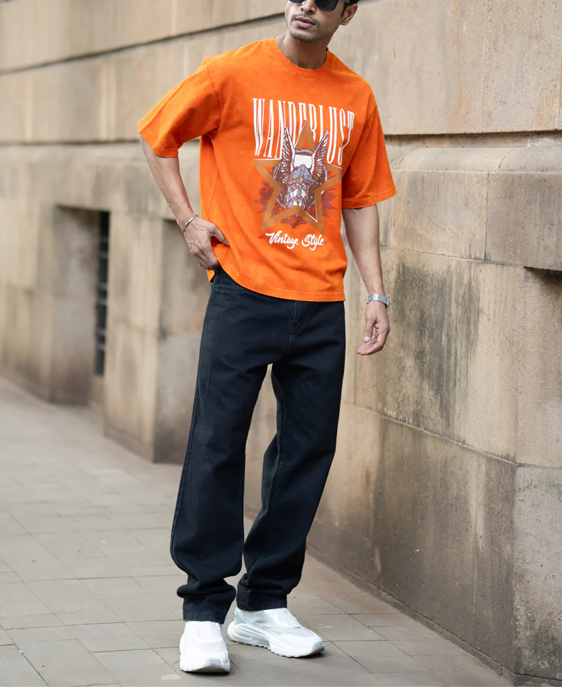 Orange Washed Graphic T-Shirt - Image 6