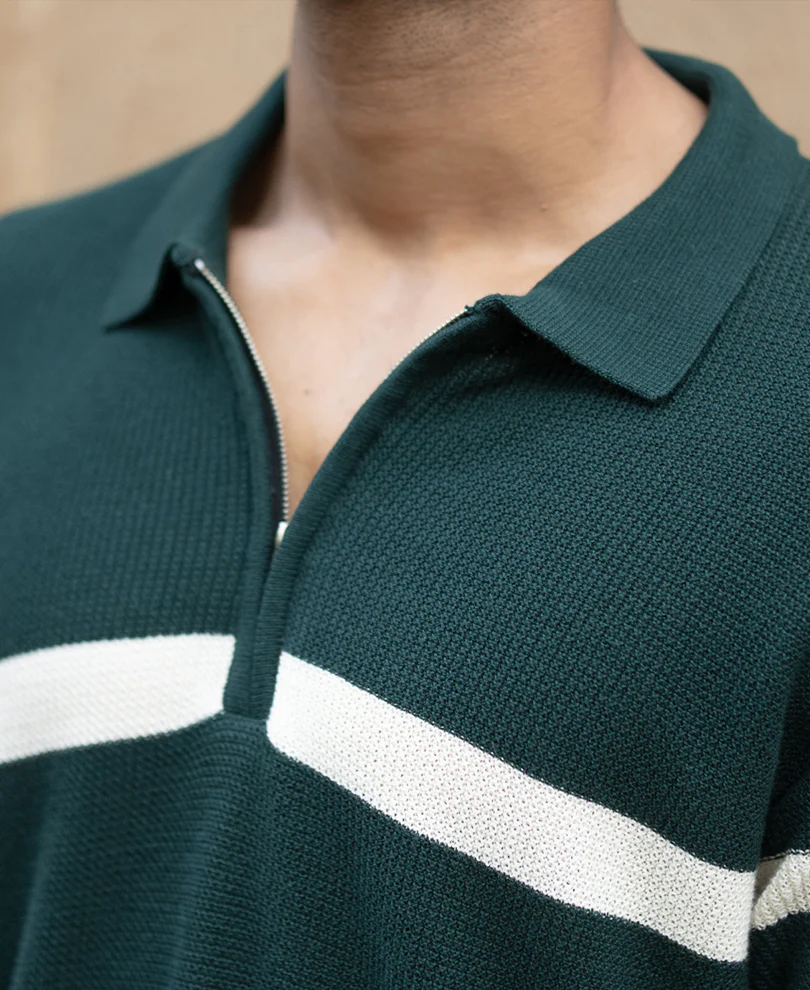 Pine Striped Zipper T-Shirt - Image 4