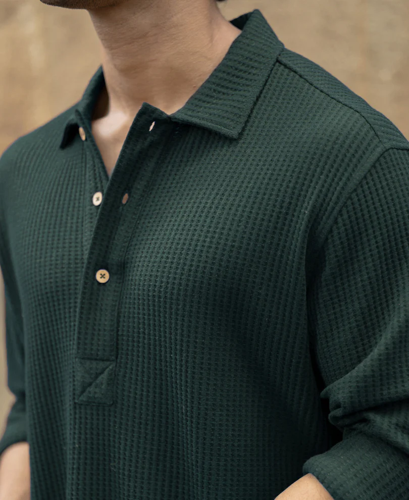 Pine Structured Knit Polo Shirt - Image 4