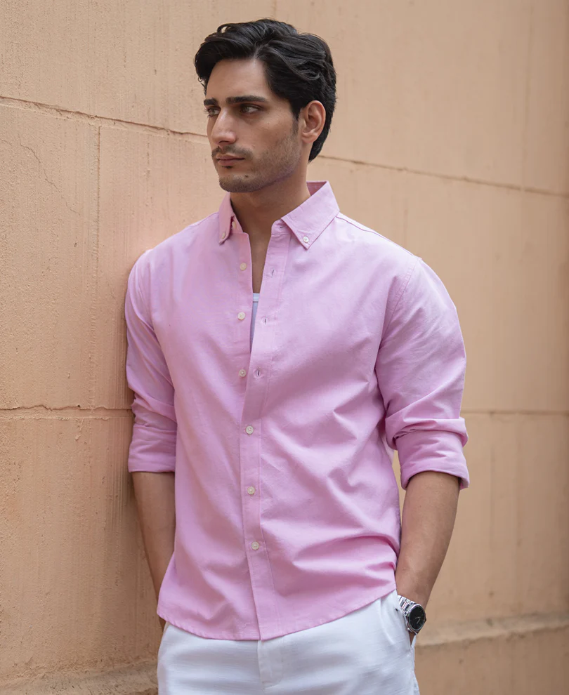 Pink Cotton Oxford Shirt - Image 2