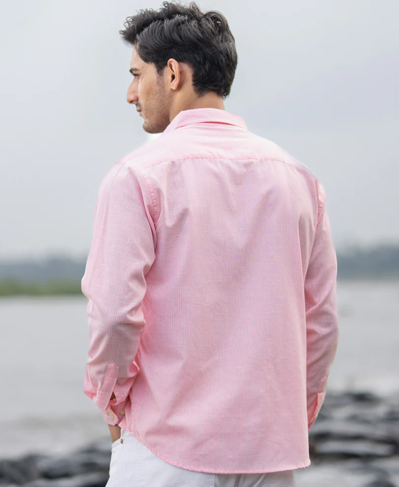 Pink Light Weight Cotton Stripe Shirt - Image 6