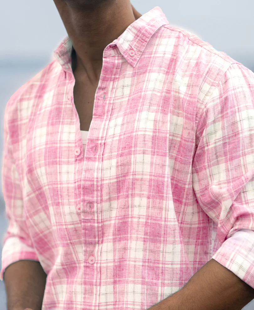 Pink Light Weight Ombre Checks Shirt - Image 3