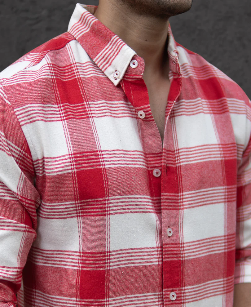 Red Brushed Checked Shirt - Image 4