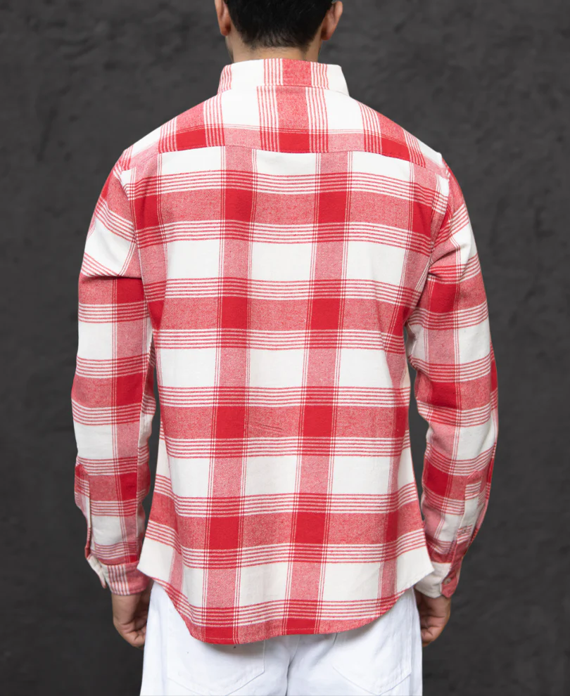 Red Brushed Checked Shirt - Image 5
