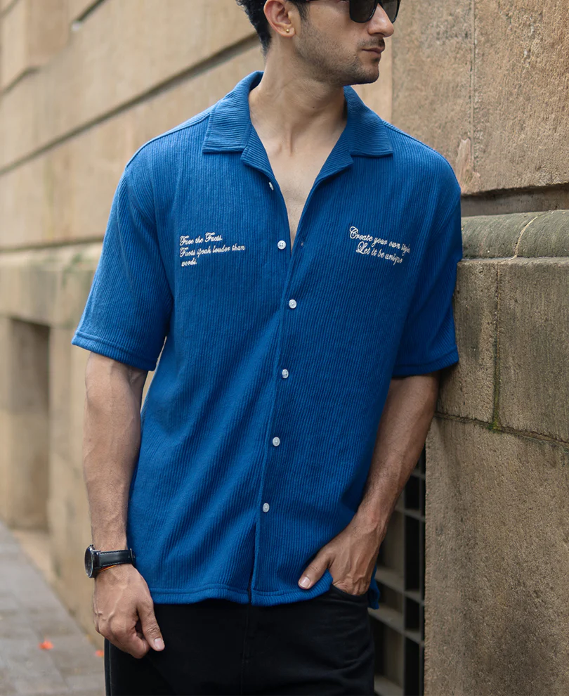 Royal Blue Embroidered Shirt - Image 2