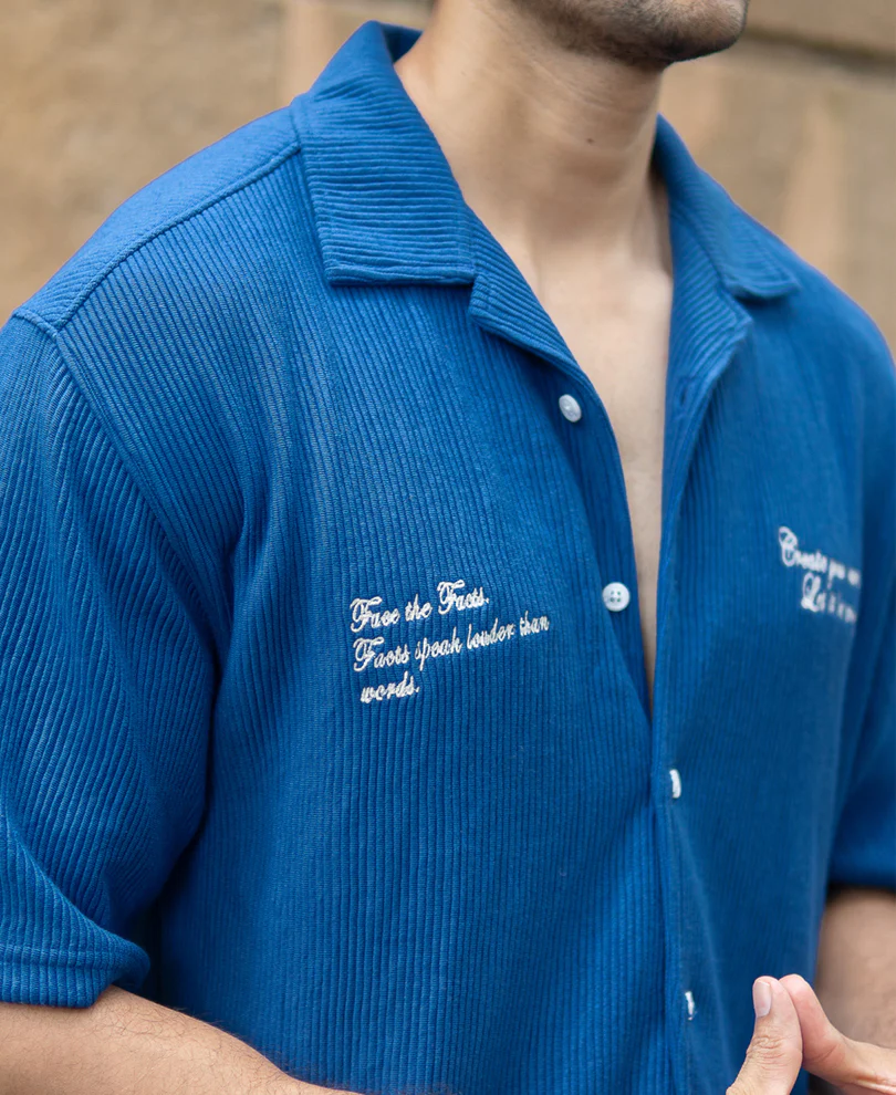 Royal Blue Embroidered Shirt - Image 3