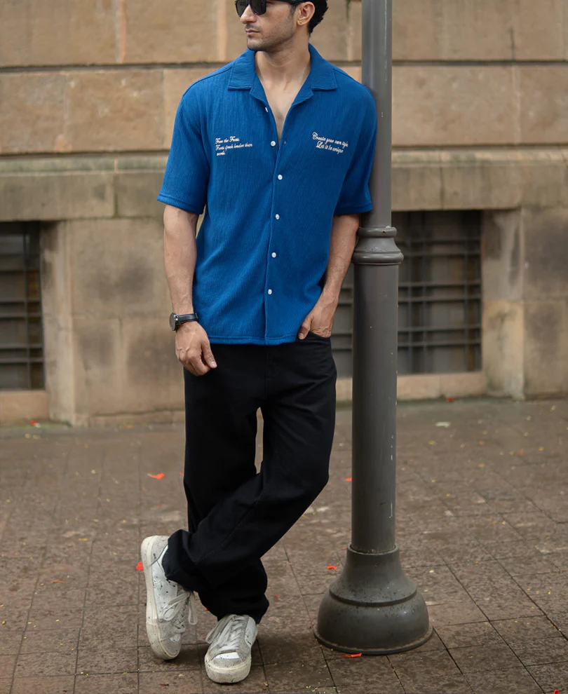 Royal Blue Embroidered Shirt - Image 6